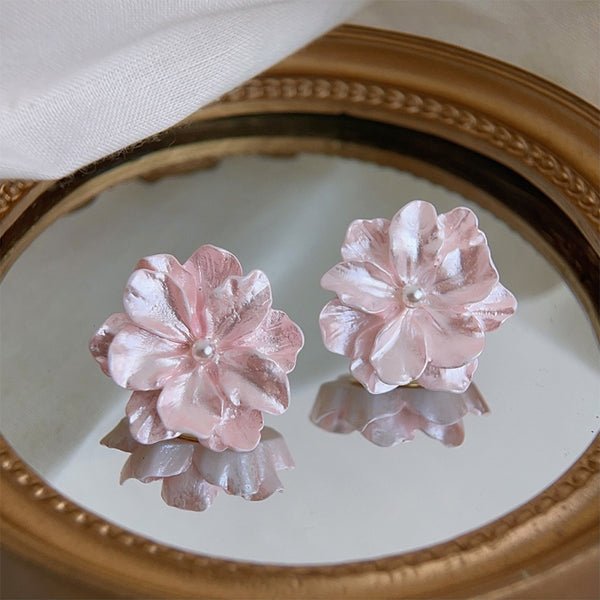Silver Post Pink Sweet Gardenia Earrings