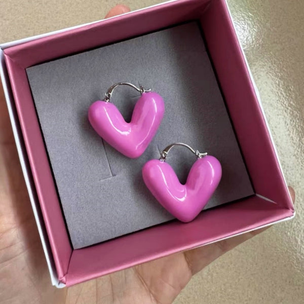 14K Gold-plated Pink Heart Earrings
