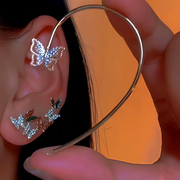 Silver Post Zircon Diamond Butterfly Integrated Earrings