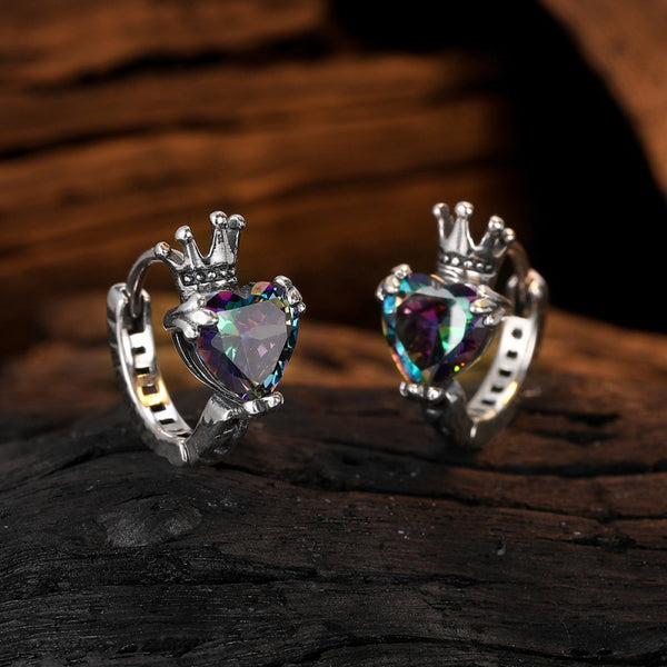 Sterling Silver Zircon Diamond Crown Earrings