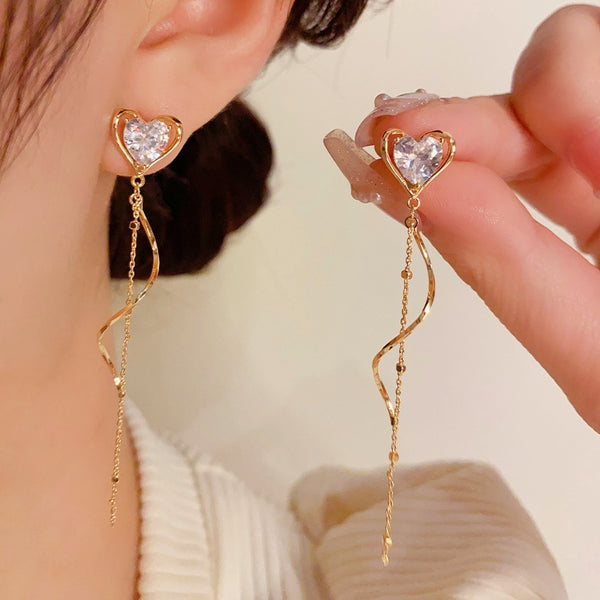 14K Gold-plated Zircon Love Earrings