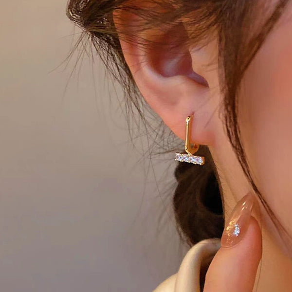 Sterling Silver 18K Gold-Plated Diamond U-Shaped Earrings