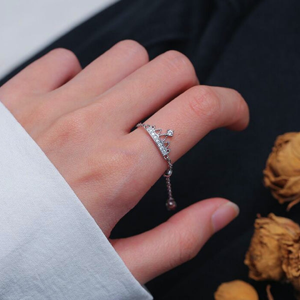 Sterling Silver Adjustable Valentine's Day Queen Rings