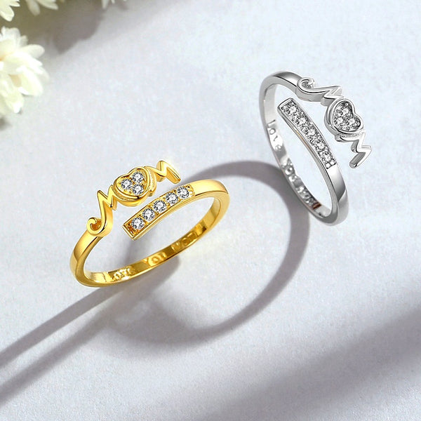 Sterling Silver Adjustable Zircon Mom Rings