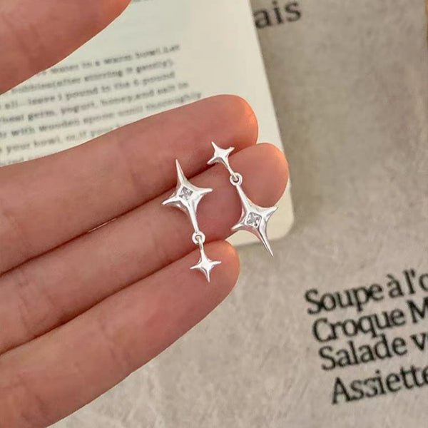 Sterling Silver Asymmetric Star Earrings