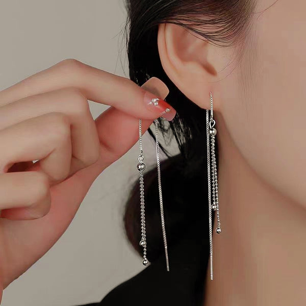 Sterling Silver Ball Chain Threader Earrings