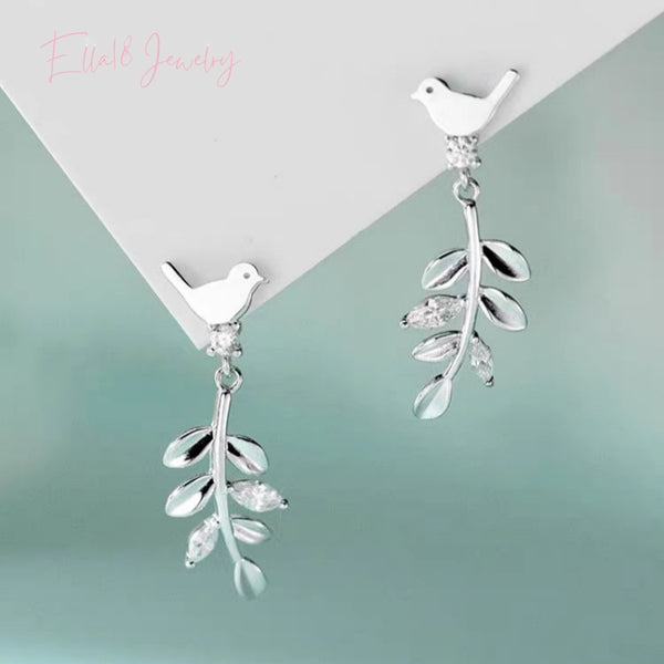 Sterling Silver Bird Tassel Earrings