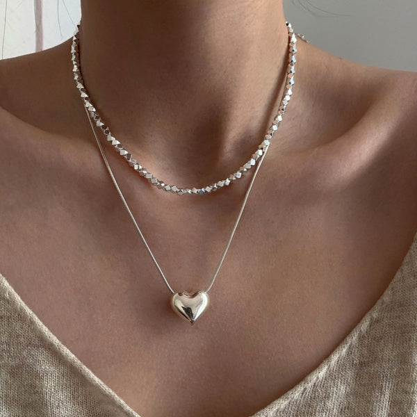 Sterling Silver Broken Silver Love Heart Necklaces