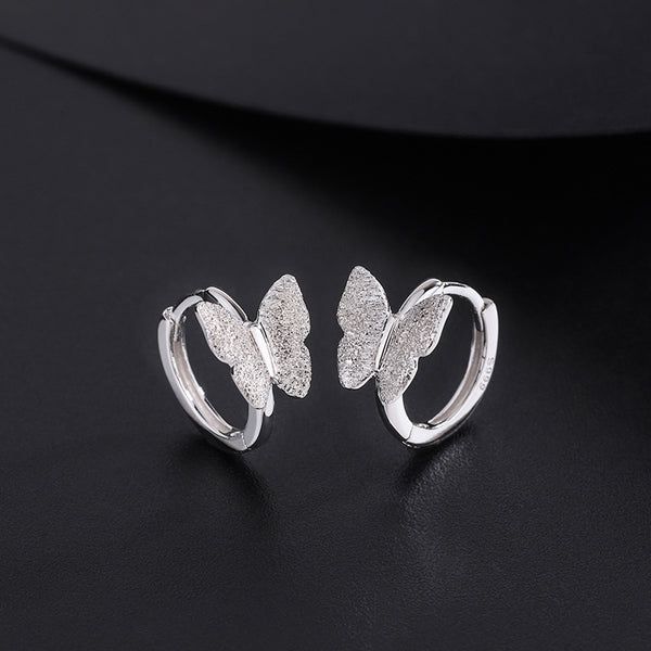 Sterling Silver Butterflly Hoop Earrings