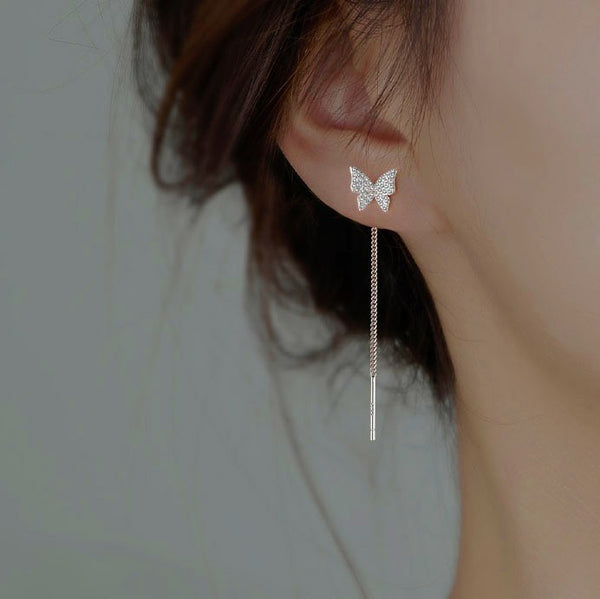 Sterling Silver Butterfly Threader Earrings