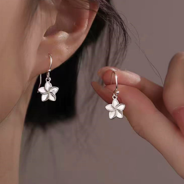 Sterling Silver Cherry Blossom Silver Ear Hook Earrings