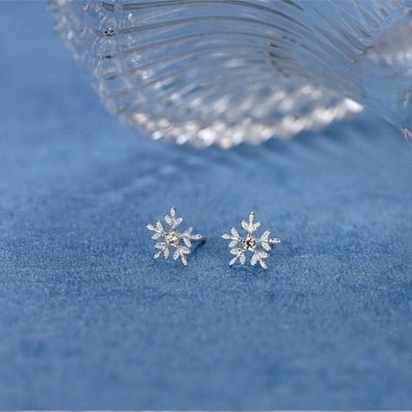 Sterling Silver Christmas Snowflake Stud Earrings