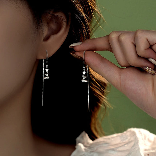 Sterling Silver Christmas Tree Threader Earrings