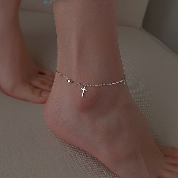 Sterling Silver Cross Anklets