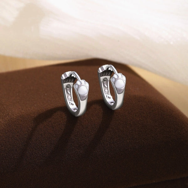 Sterling Silver Cute And Elegant Cat Claw Hoop Earrings