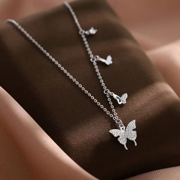 Sterling Silver Diamond Butterfly Necklaces