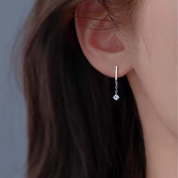 Sterling Silver Diamond Chain Earrings