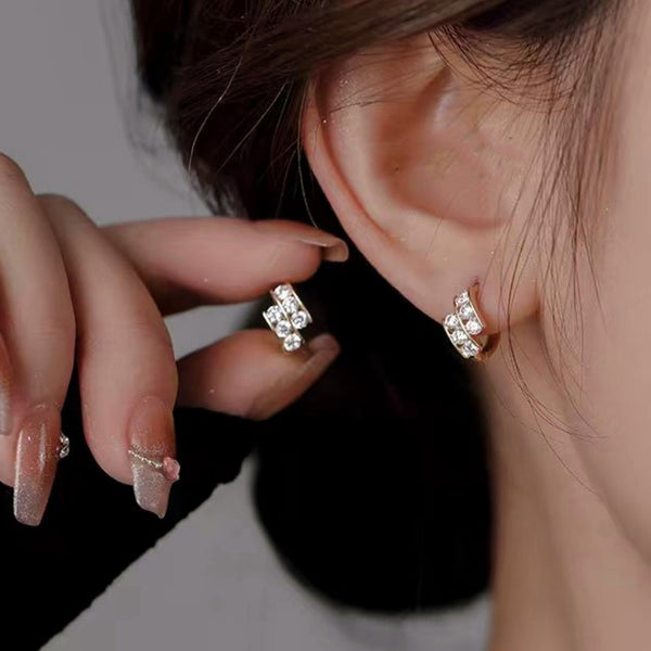 Sterling Silver Diamond Small Hoop Earrings