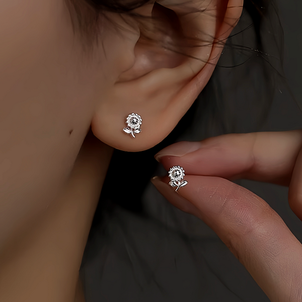 Sterling Silver Diasy Stud Earrings