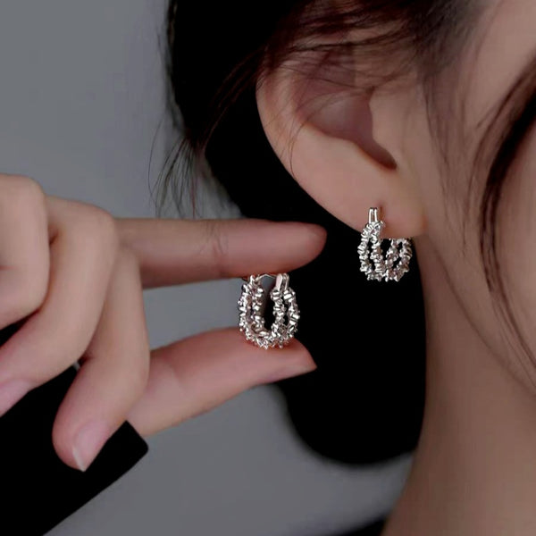 Sterling Silver Double-Layer Earrings