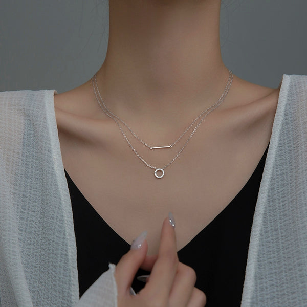 Sterling Silver Double-Layer Ring Necklaces