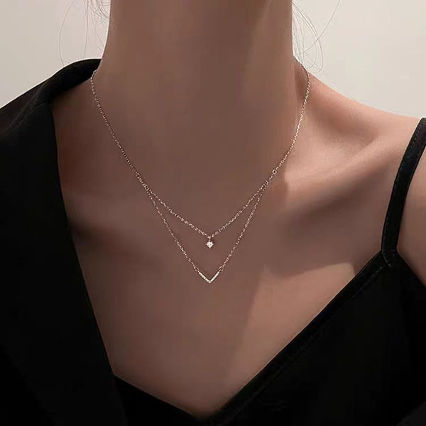 Sterling Silver Double V-Shaped Necklaces