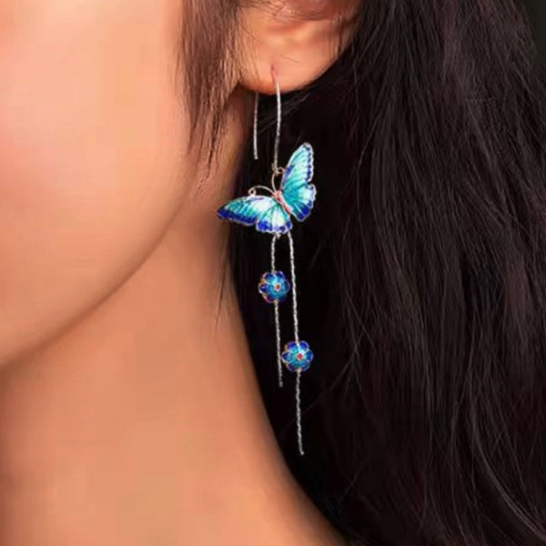 Sterling Silver Elegant Blue Butterfly Earrings