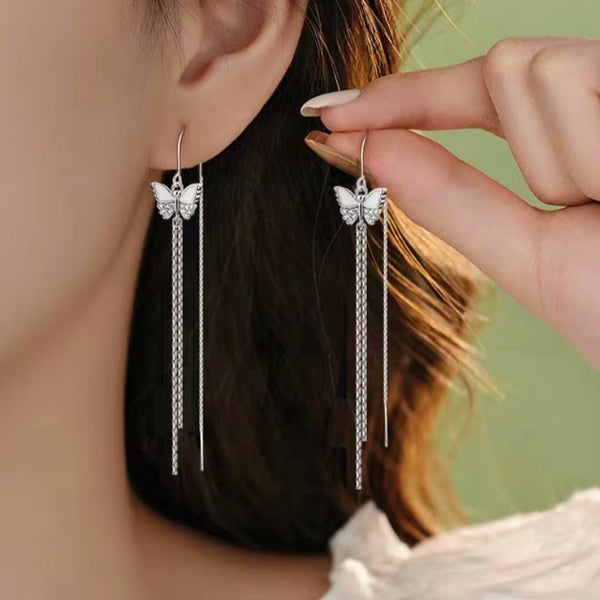 Sterling Silver Elegant Butterfly Threader Earrings