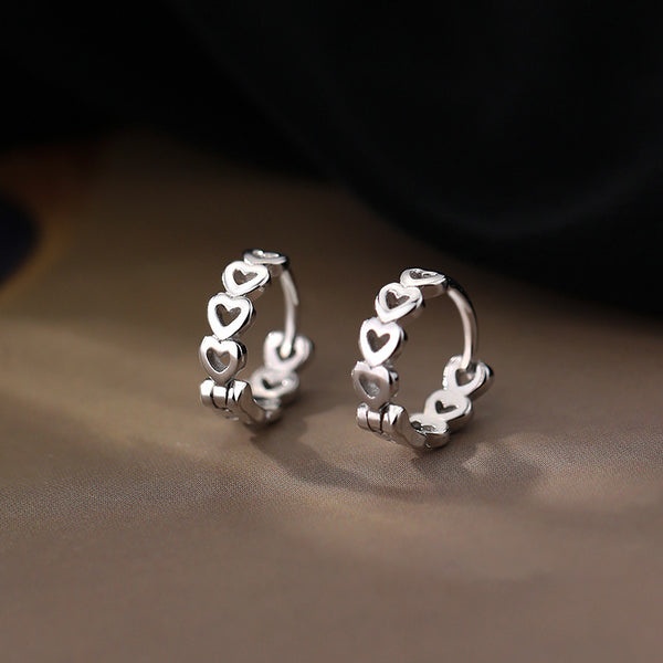 Sterling Silver Elegant Heart-Design Hoop Earrings