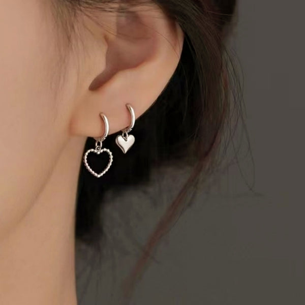 Sterling Silver Elegant Hollow Love Heart Earrings