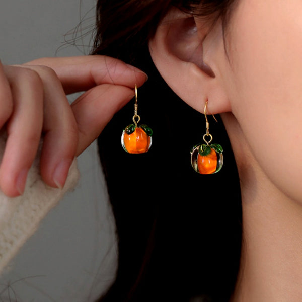 Sterling Silver Elegant Persimmon Ruyi Ear Hook Earrings