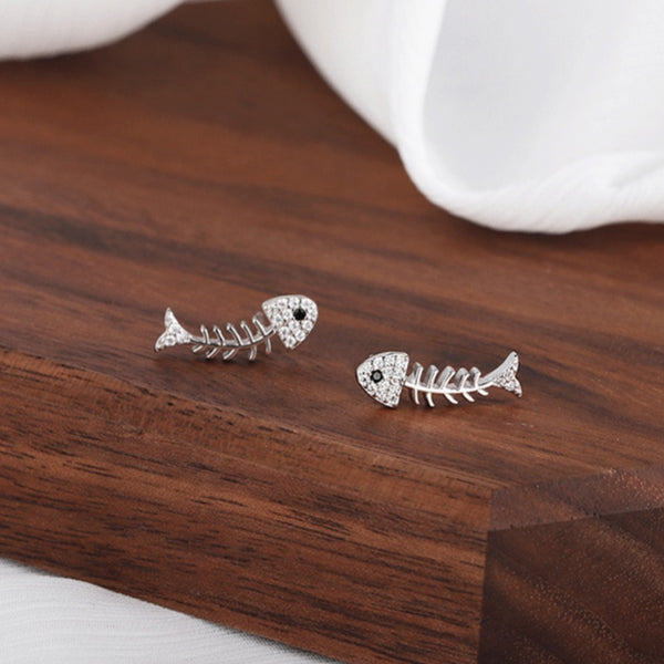 Sterling Silver Fishbone Earrings