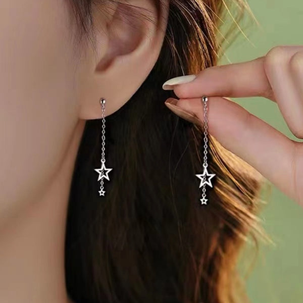 Sterling Silver Five-Pointed Star Earrings