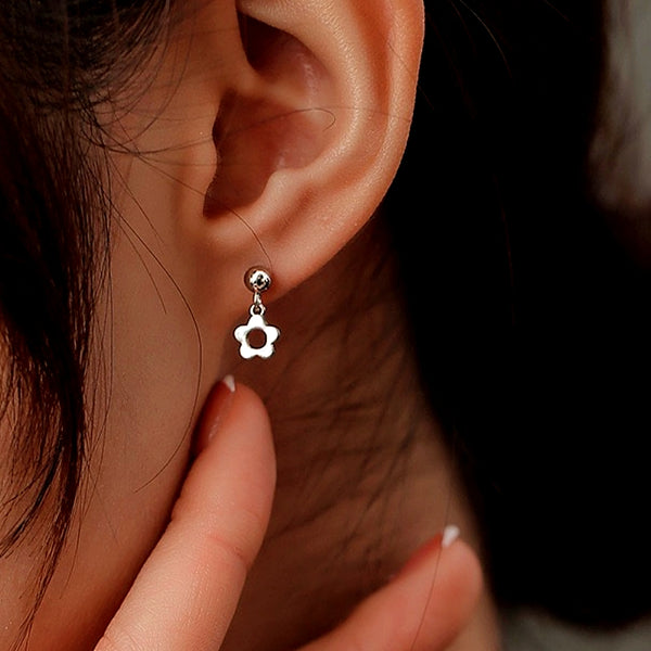 Sterling Silver Flower Tassel Earrings