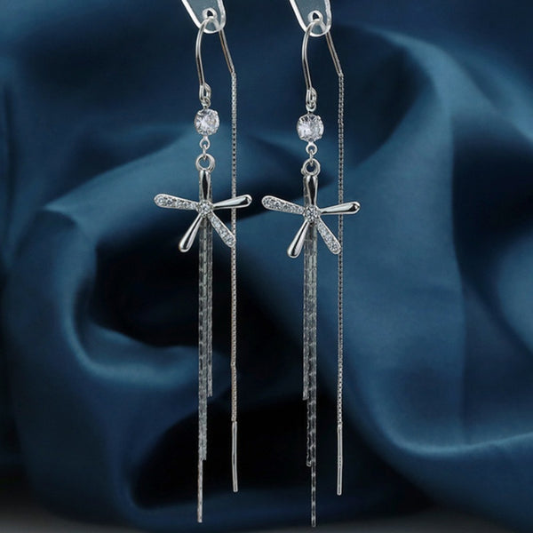 Sterling Silver Flower Threader Earrings