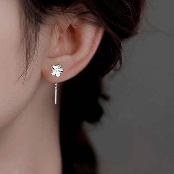 Sterling Silver Flower Threader Earrings