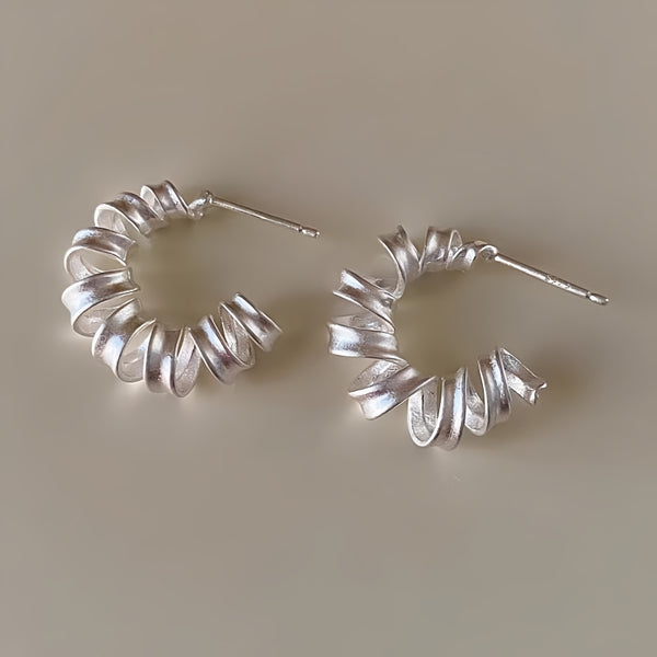 Sterling Silver Frosted Telephone Wire Earrings