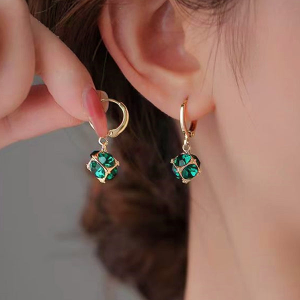 Sterling Silver Green Crystal Earrings