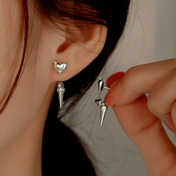 Sterling Silver Heart-Design Earrings