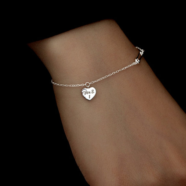 Sterling Silver Heart-Design Paper Clip Bracelets