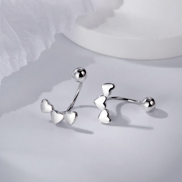 Sterling Silver Heart-Design Screw Earrings