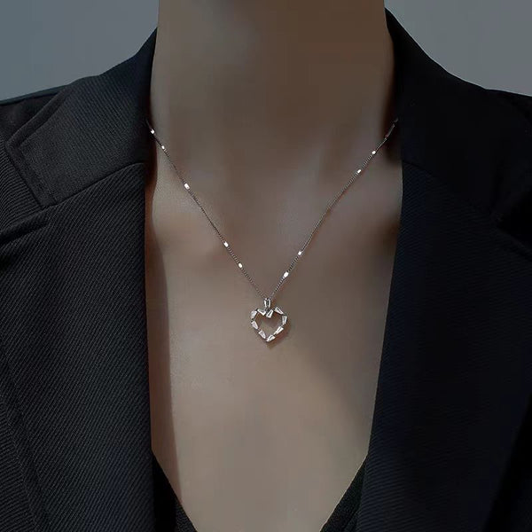 Sterling Silver Hollow Heart-Design Necklaces