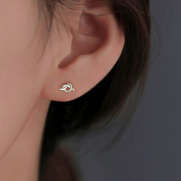 Sterling Silver Knotted Stud Earrings