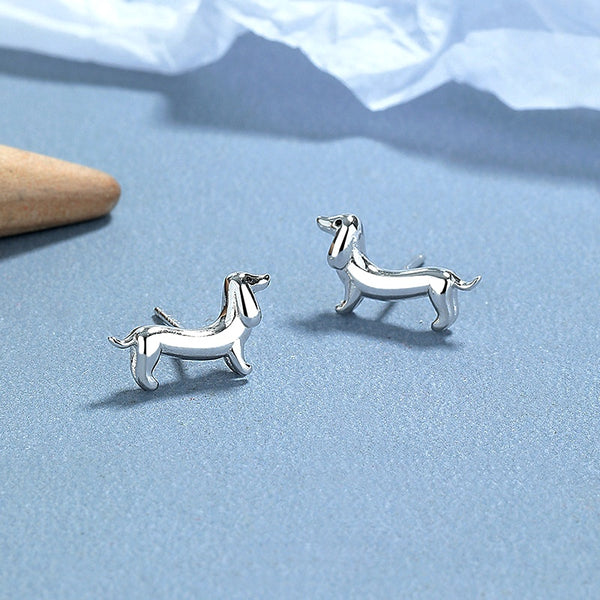 Sterling Silver Little Puppy Stud Earrings