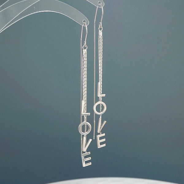 Sterling Silver Love Letter Threader Earrings