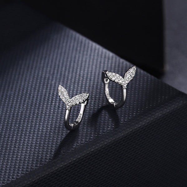 Sterling Silver Luxury Diamond Fishtail Earrings