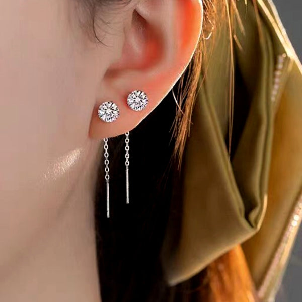 Sterling Silver Luxury Diamond Threader Earrings