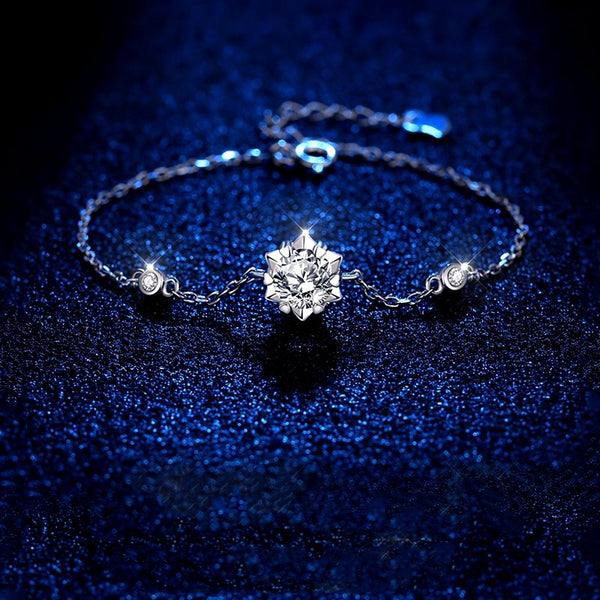 Sterling Silver Luxury Snowflake Moissanite Bracelets