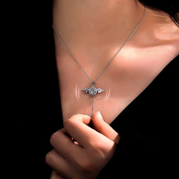 Sterling Silver Moving Angel Heart Wings Necklaces