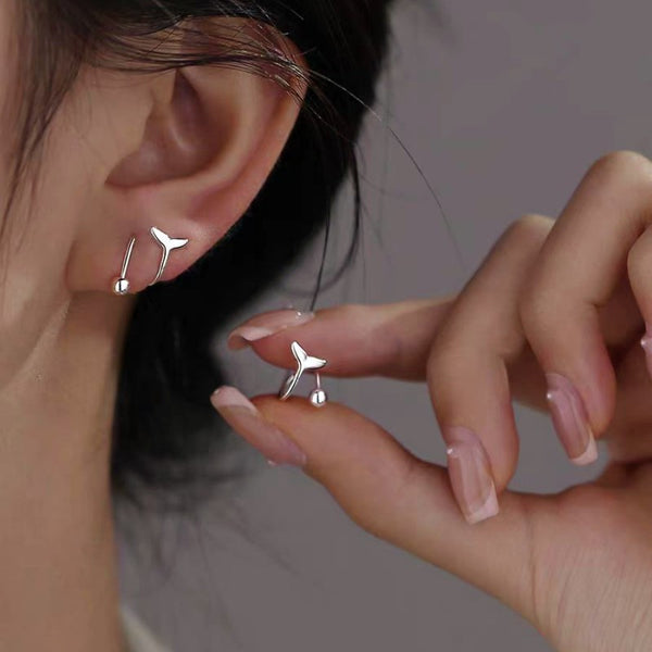 Sterling Silver Niche Design Fishtail Stud Earrings